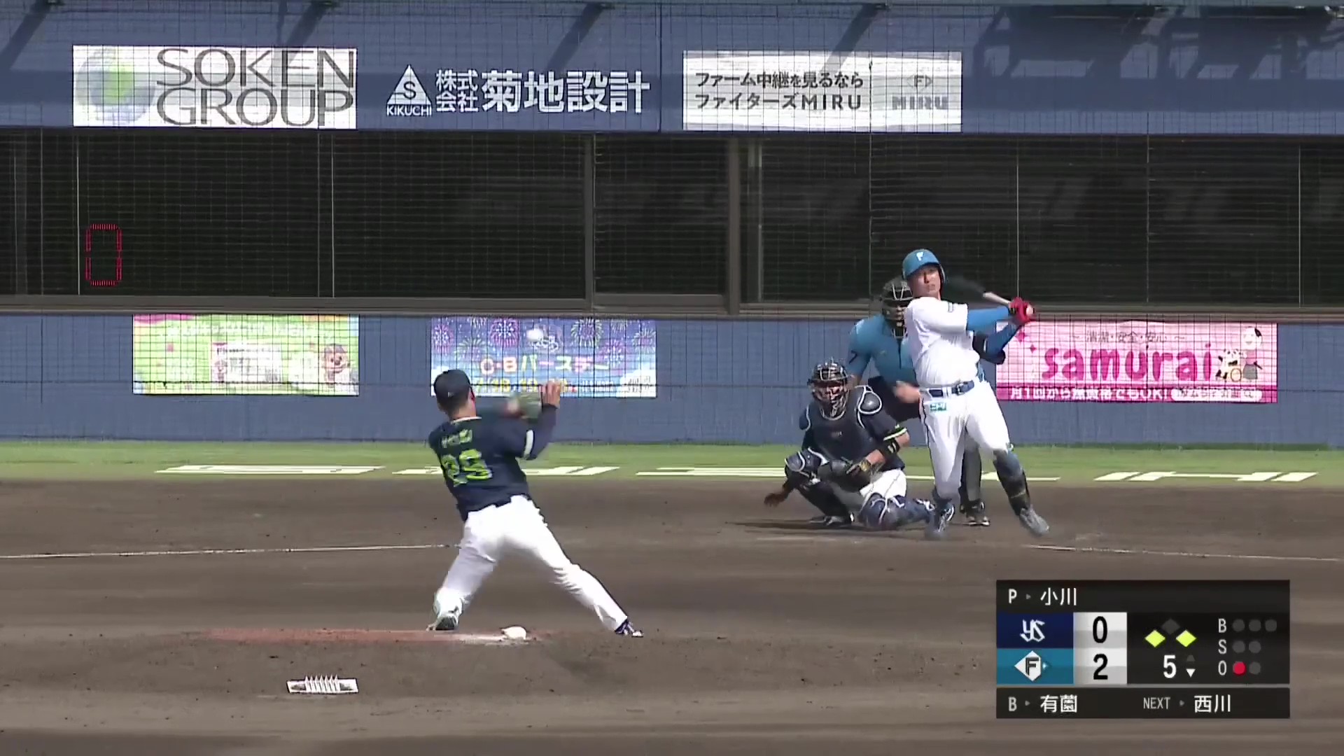【ファーム】初球を振り抜いた!! ファイターズ・有薗直輝 センターへタイムリーヒットを放つ!! 2026年7月14日 北海道日本ハムファイターズ 対 東京ヤクルトスワローズ
