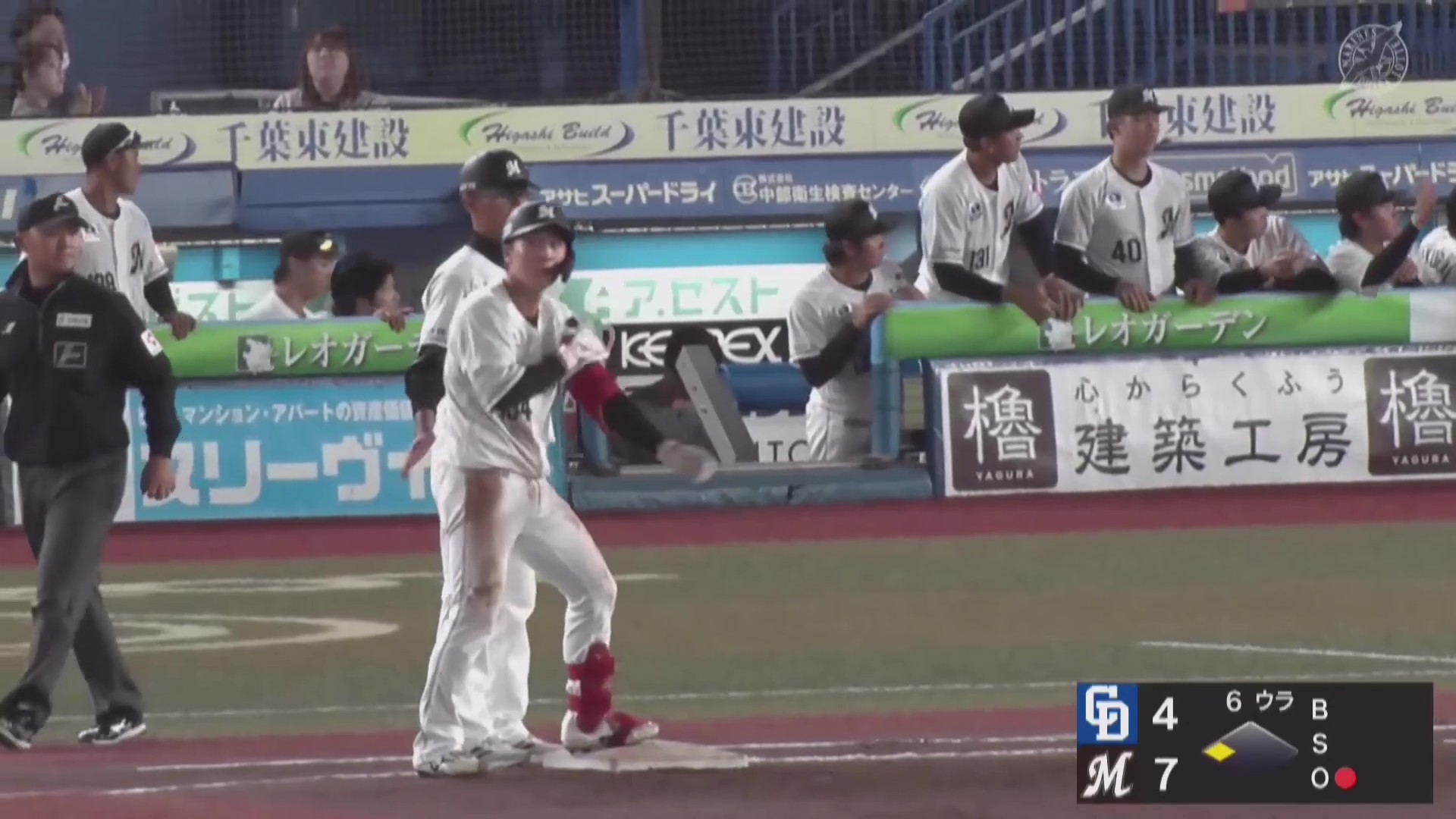 【ファーム】マリーンズ・松石信八 レフト前へのタイムリーヒットでこの回一挙5得点!! 2026年5月26日 千葉ロッテマリーンズ 対 中日ドラゴンズ