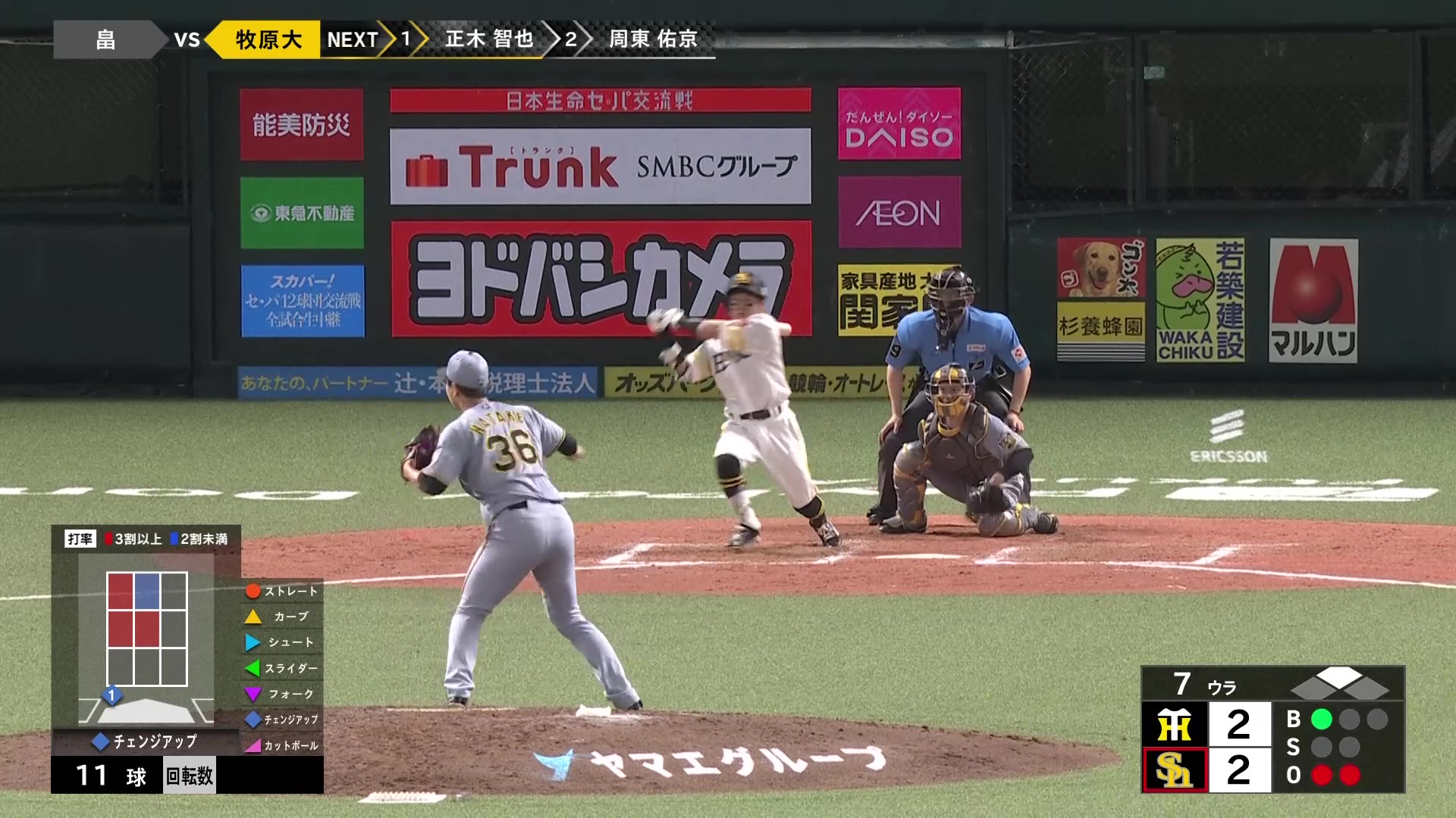 【7回裏】勝ち越し打!! ホークス・牧原大成 技ありのバットコントロールでタイムリーを放つ!! 2026年6月11日 福岡ソフトバンクホークス 対 阪神タイガース