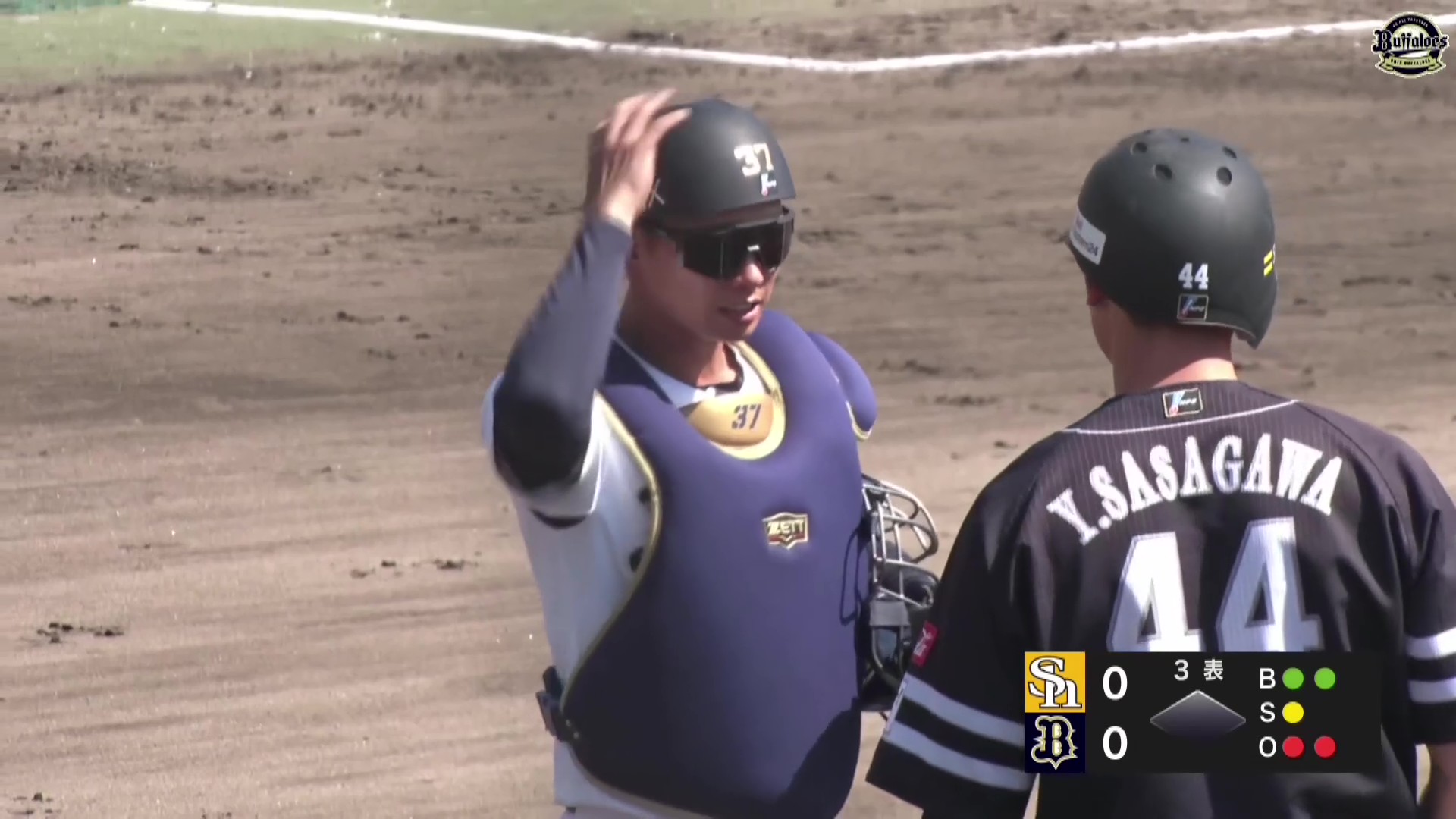 【ファーム】バファローズ・石川亮 2塁へのドンピシャ送球で盗塁を阻止する!! 2026年4月11日 オリックス・バファローズ 対 福岡ソフトバンクホークス