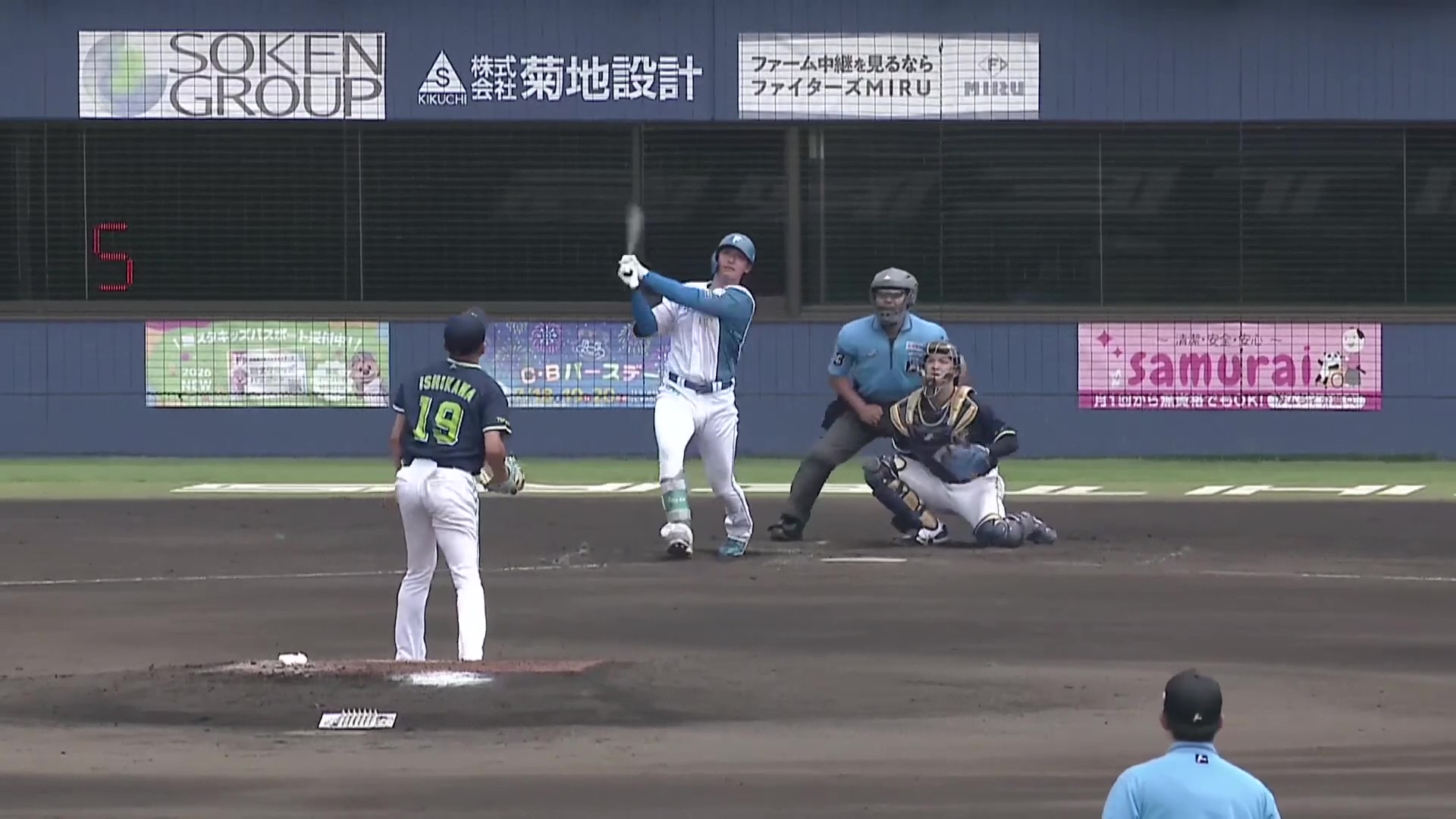 【ファーム】2回で早くも両軍合わせて3本目の一発!! ファイターズ・阪口樂の3号ソロHR!! 2026年7月16日 北海道日本ハムファイターズ 対 東京ヤクルトスワローズ