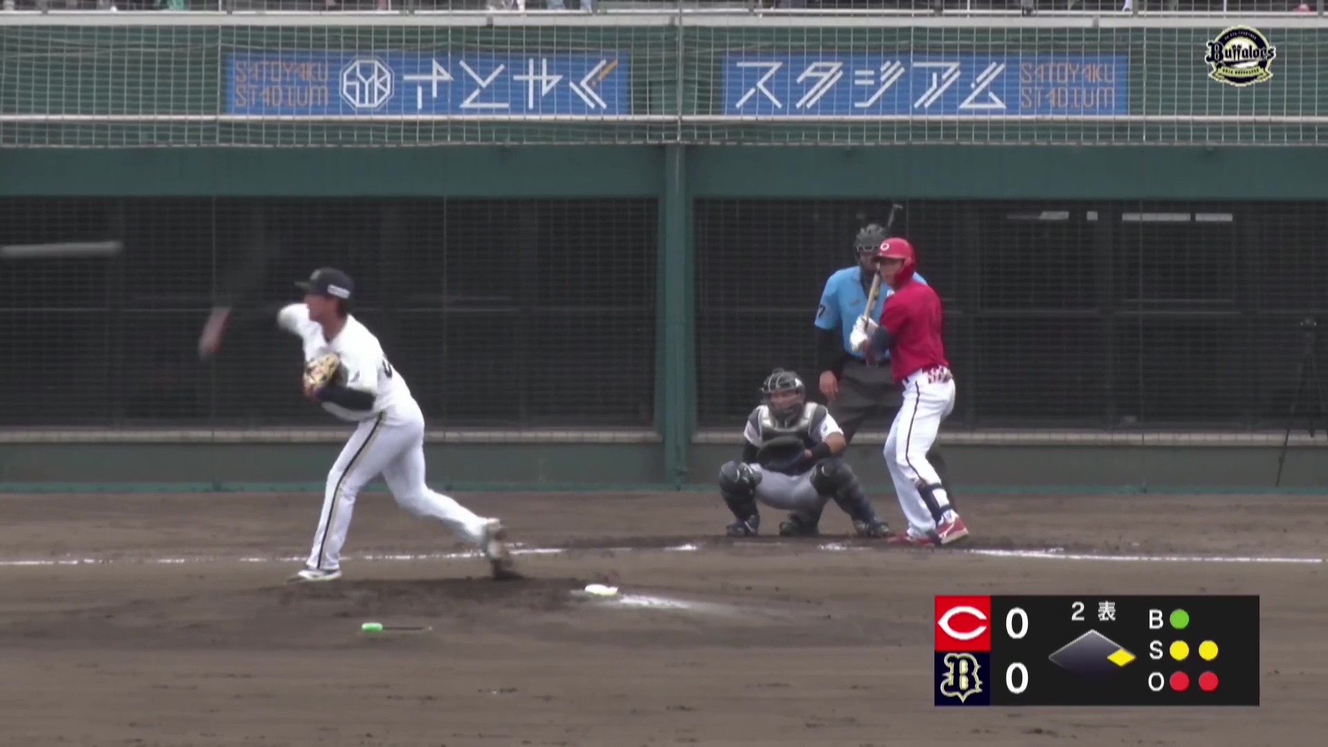 【ファーム】見事な牽制!! バファローズ・上原堆我 素早いモーションで走者の逆をつきアウトを奪う!! 2026年9月26日 オリックス・バファローズ 対 広島東洋カープ