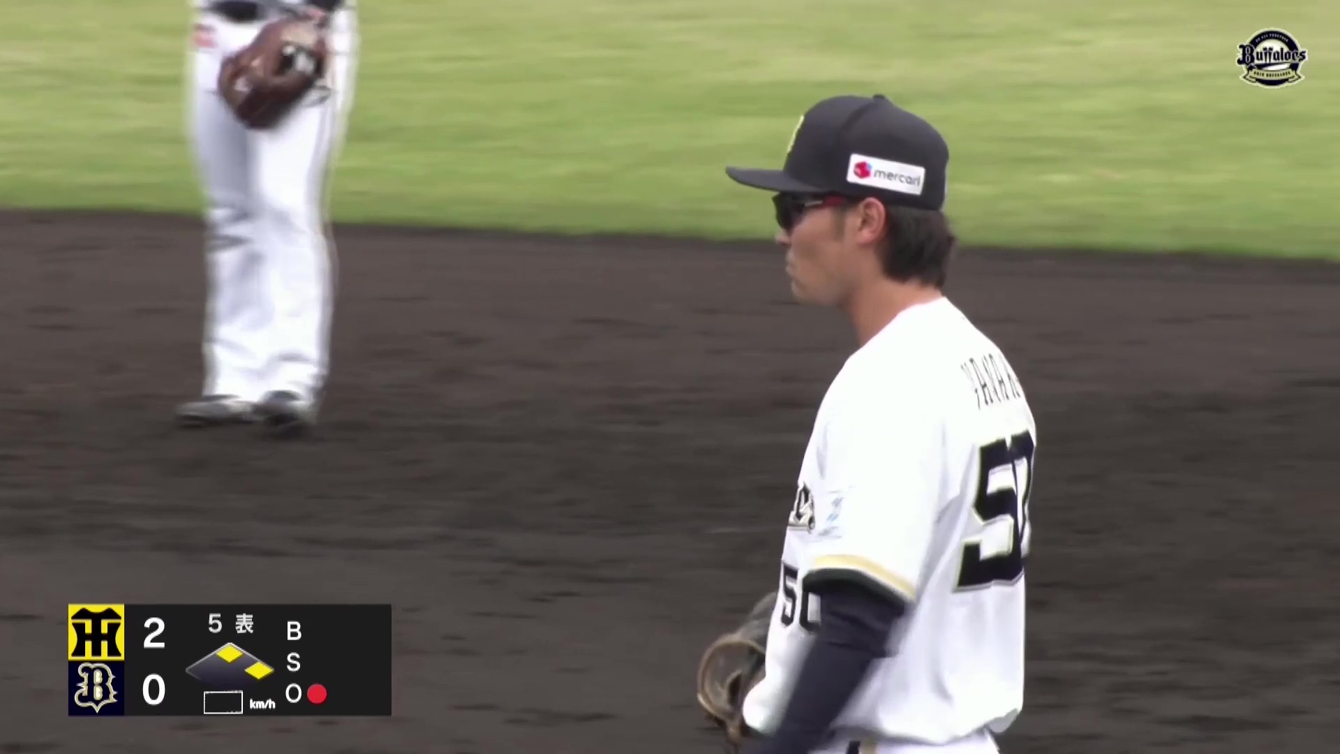 【ファーム】バファローズ・山中稜真 ホームに素早い送球を見せる好判断で追加点を阻止!! 2026年4月9日 オリックス・バファローズ 対 阪神タイガース