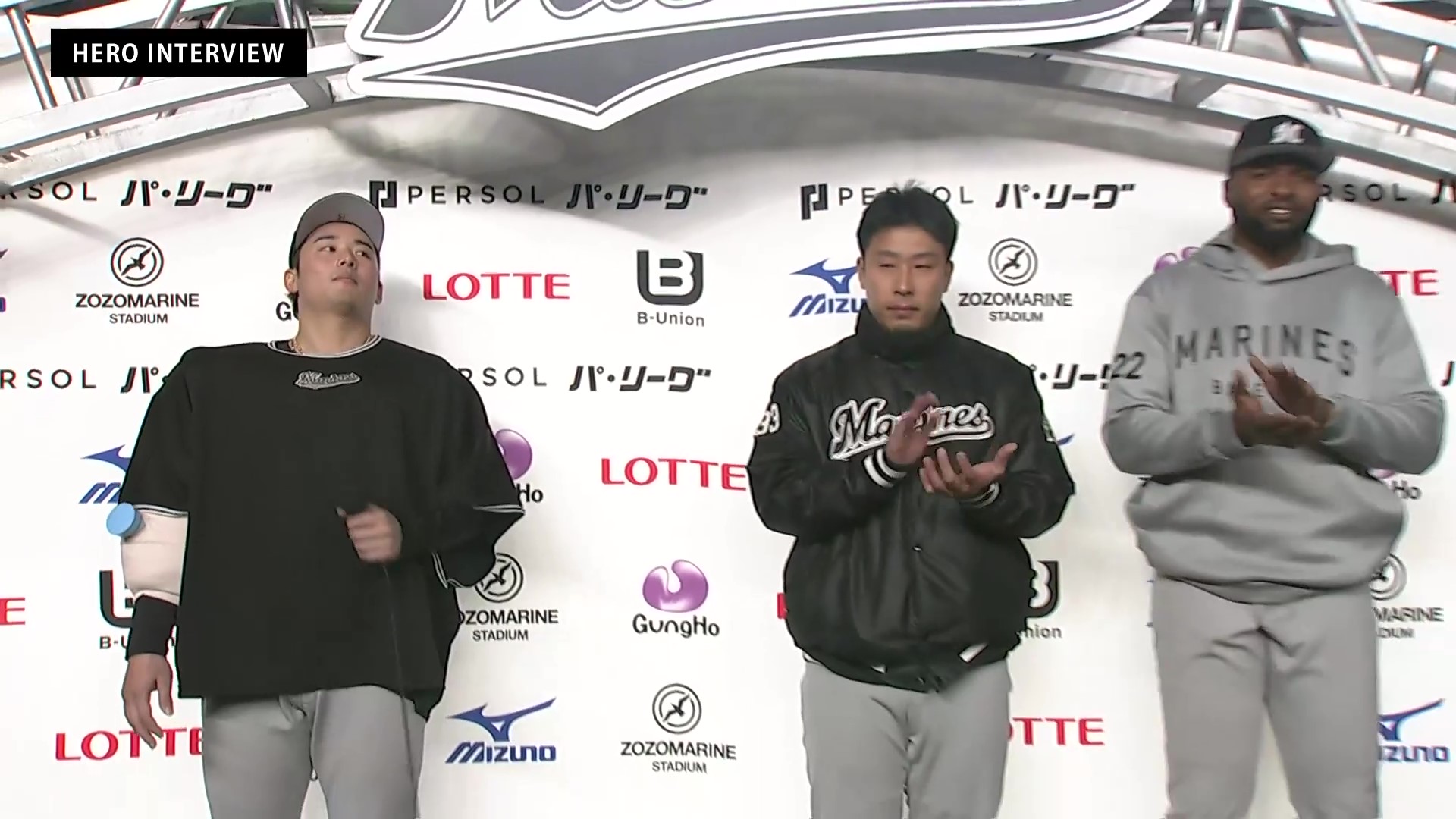 マリーンズ・ポランコ選手・八木彬投手・横山陸人投手ヒーローインタビュー 4月16日 千葉ロッテマリーンズ 対 北海道日本ハムファイターズ