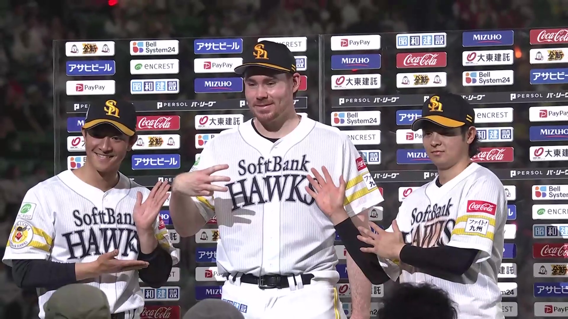 ホークス・C.スチュワート・ジュニア投手・柳町達選手・川瀬晃選手ヒーローインタビュー 3月29日 福岡ソフトバンクホークス 対 北海道日本ハムファイターズ