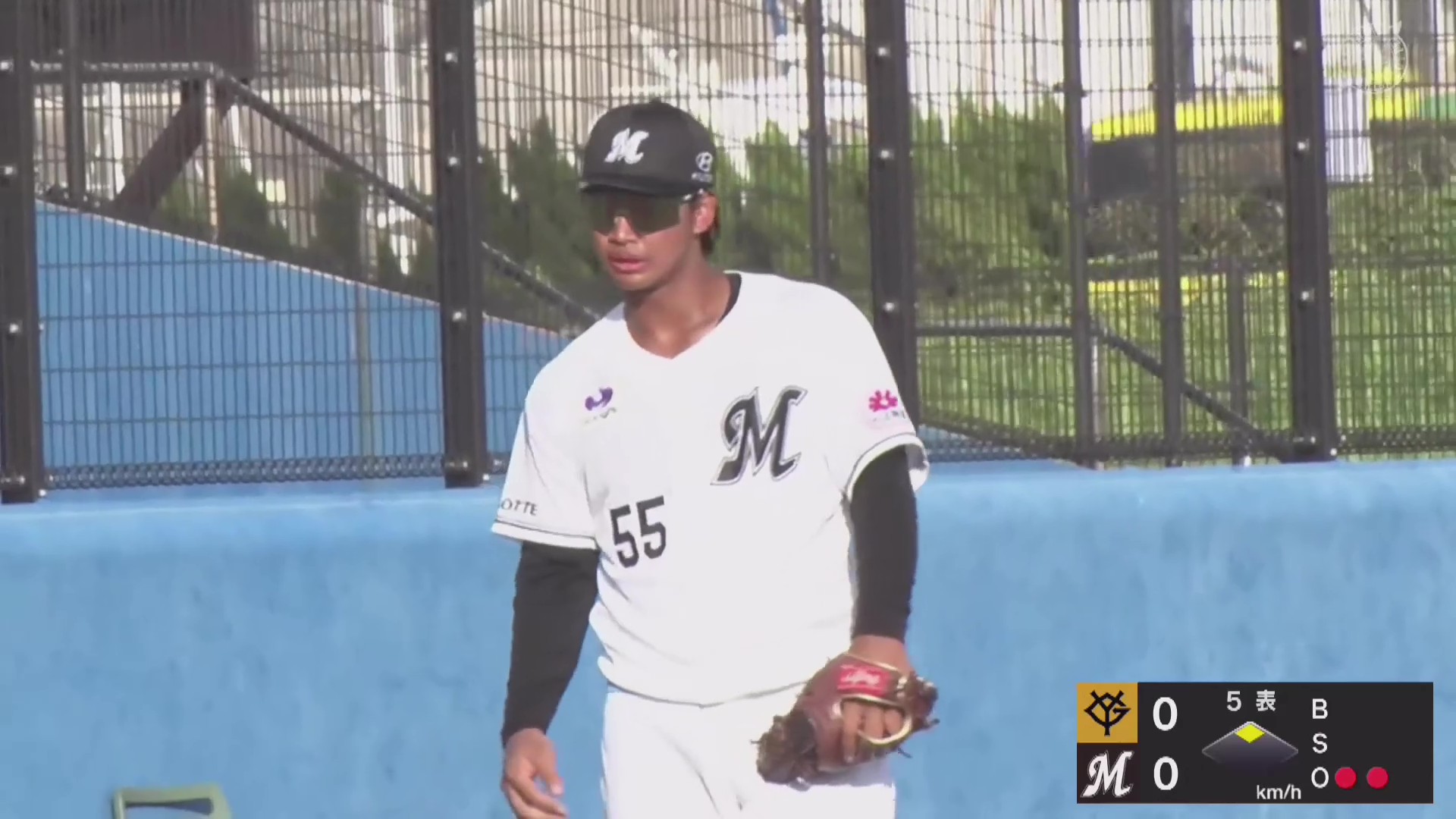 【ファーム】肩の強さを見せる!! マリーンズ・櫻井ユウヤ 難しい体勢から好送球!! 2026年8月8日 千葉ロッテマリーンズ 対 読売ジャイアンツ