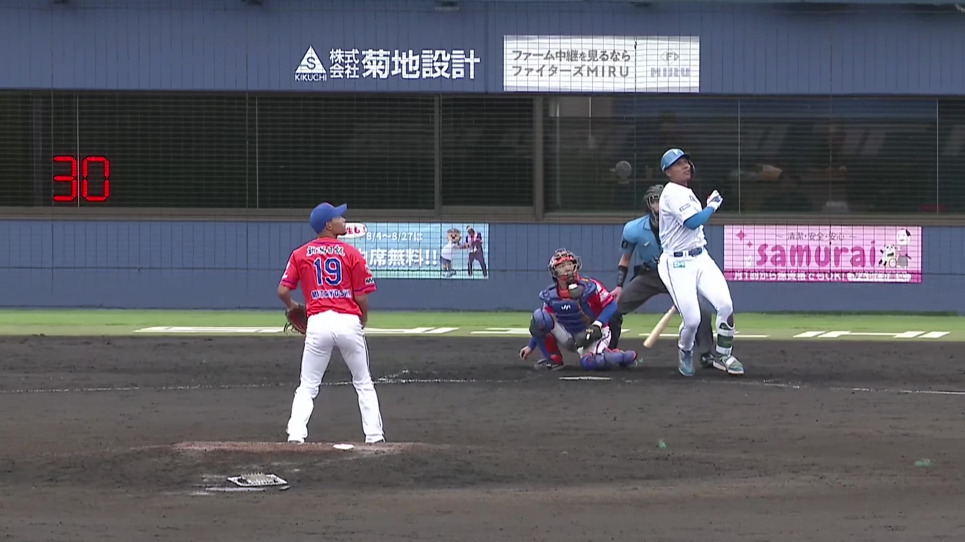 【ファーム】ファイターズ・エドポロケイン 内角を巧く捌いた打球はレフト場外への特大HR!! 2026年8月27日 北海道日本ハムファイターズ 対 オイシックス新潟アルビレックスBC
