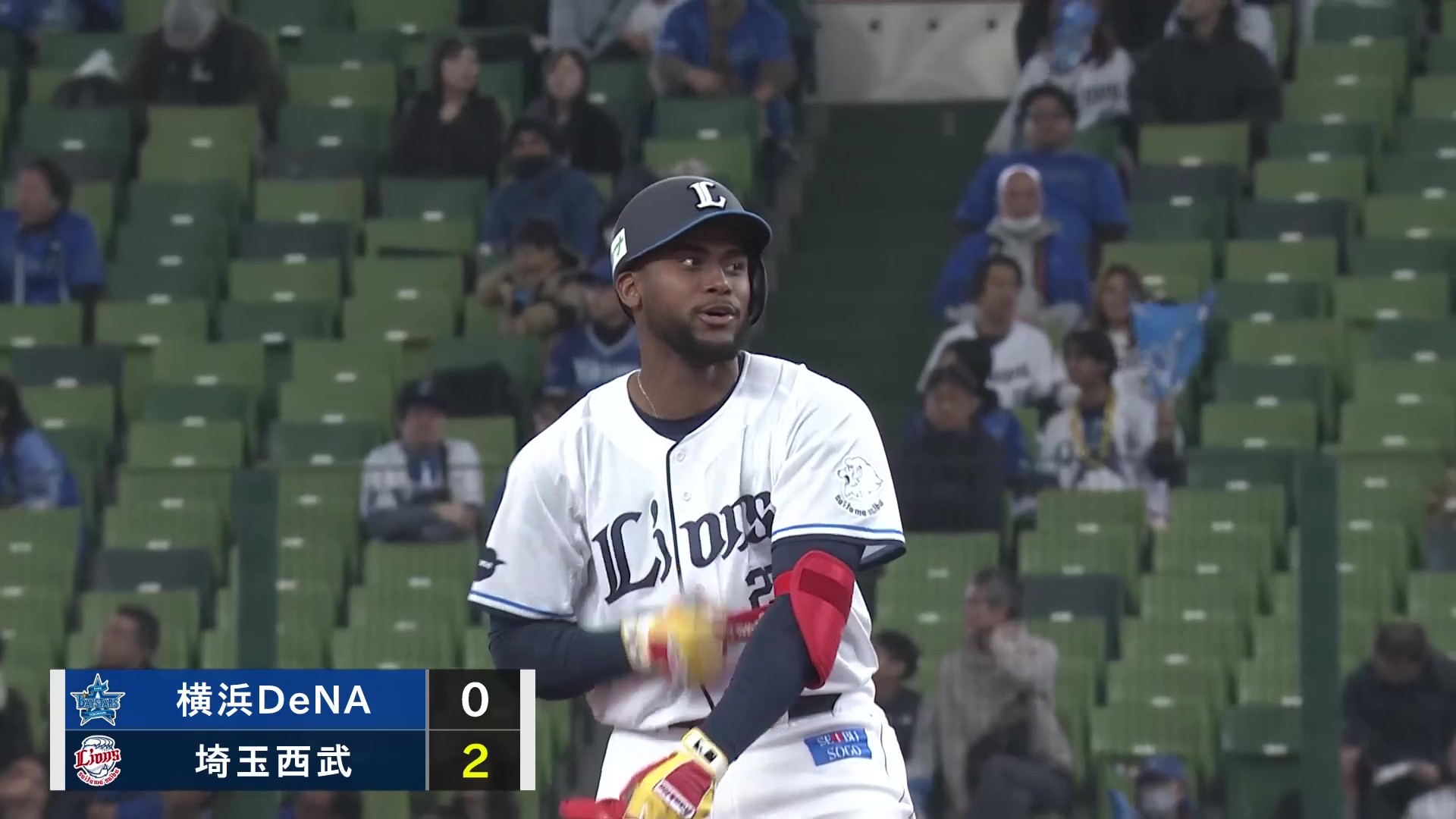 【6回裏】2者連続タイムリー!! ライオンズ・カナリオ センターオーバーの2ベースヒットで追加点!! 2026年3月22日 埼玉西武ライオンズ 対 横浜DeNAベイスターズ