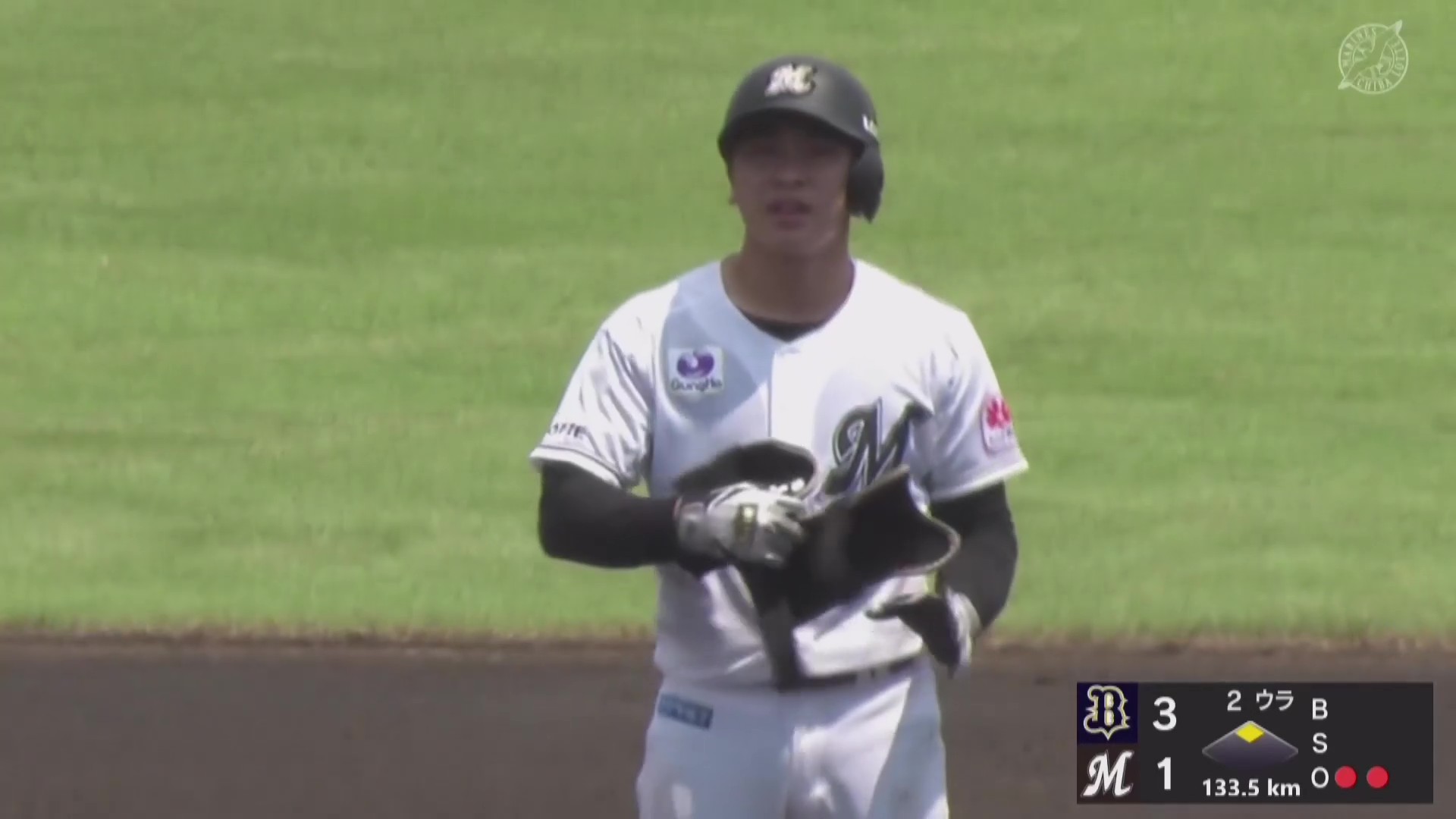 【ファーム(ノーゲーム)】上手く拾った!! マリーンズ・岡村了樹 レフトの横を抜けるタイムリー2ベース!! 2026年7月22日 千葉ロッテマリーンズ 対 オリックス・バファローズ