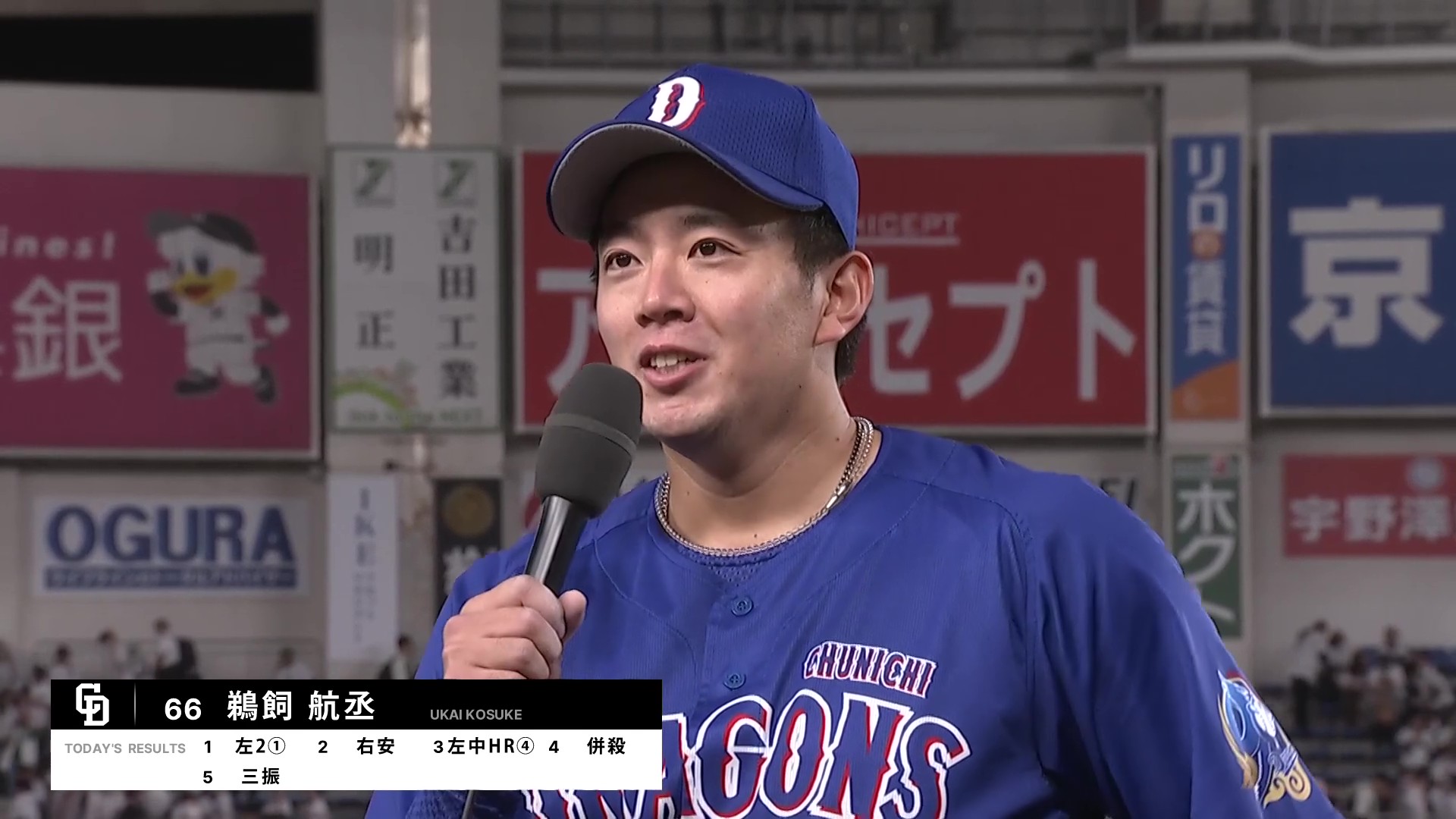 ドラゴンズ・鵜飼航丞選手ヒーローインタビュー 6月10日 千葉ロッテマリーンズ 対 中日ドラゴンズ