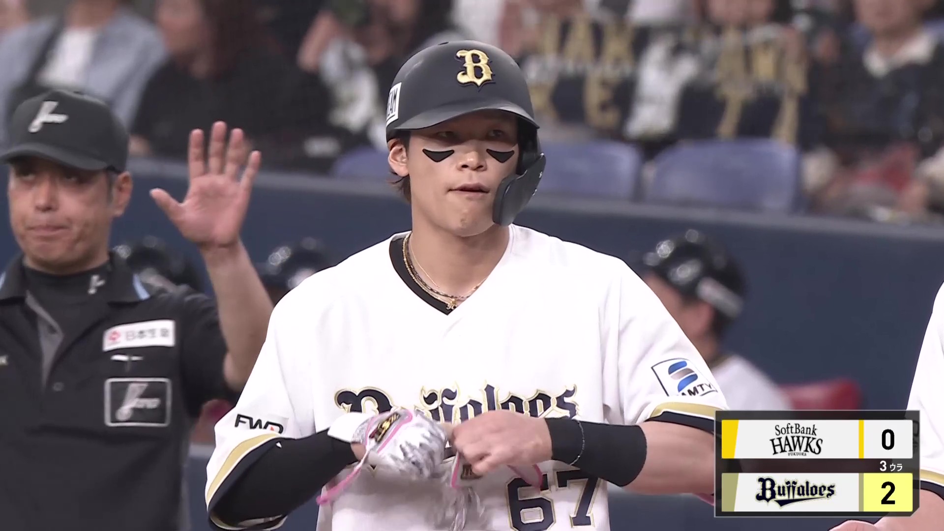 【3回裏】チャンスを逃さない!! バファローズ・中川圭太 ライト前へのタイムリーで追加点!! 2026年4月29日 オリックス・バファローズ 対 福岡ソフトバンクホークス