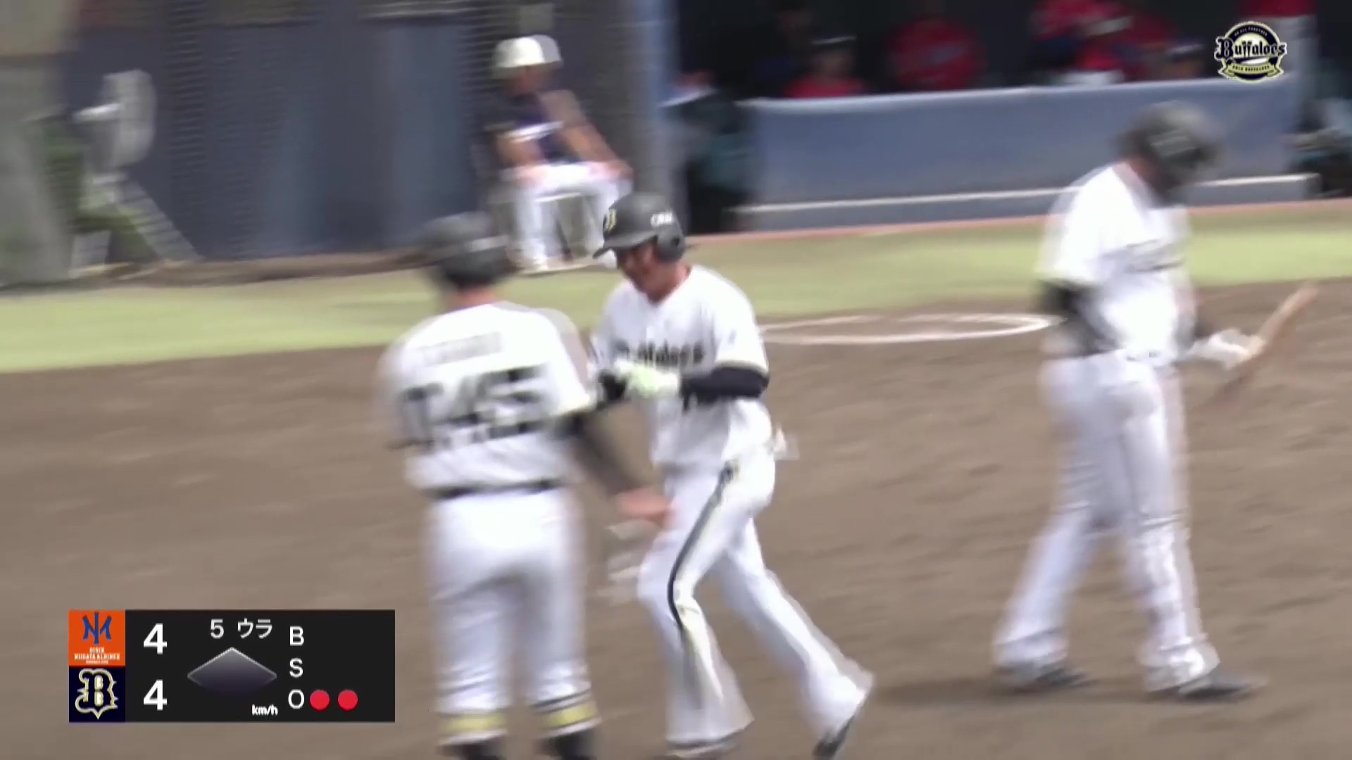 【ファーム】同点!! バファローズ・大城滉二 打球はスタンドに突き刺さり2ランホームラン!! 2026年8月4日 オリックス・バファローズ 対 オイシックス新潟アルビレックスBC
