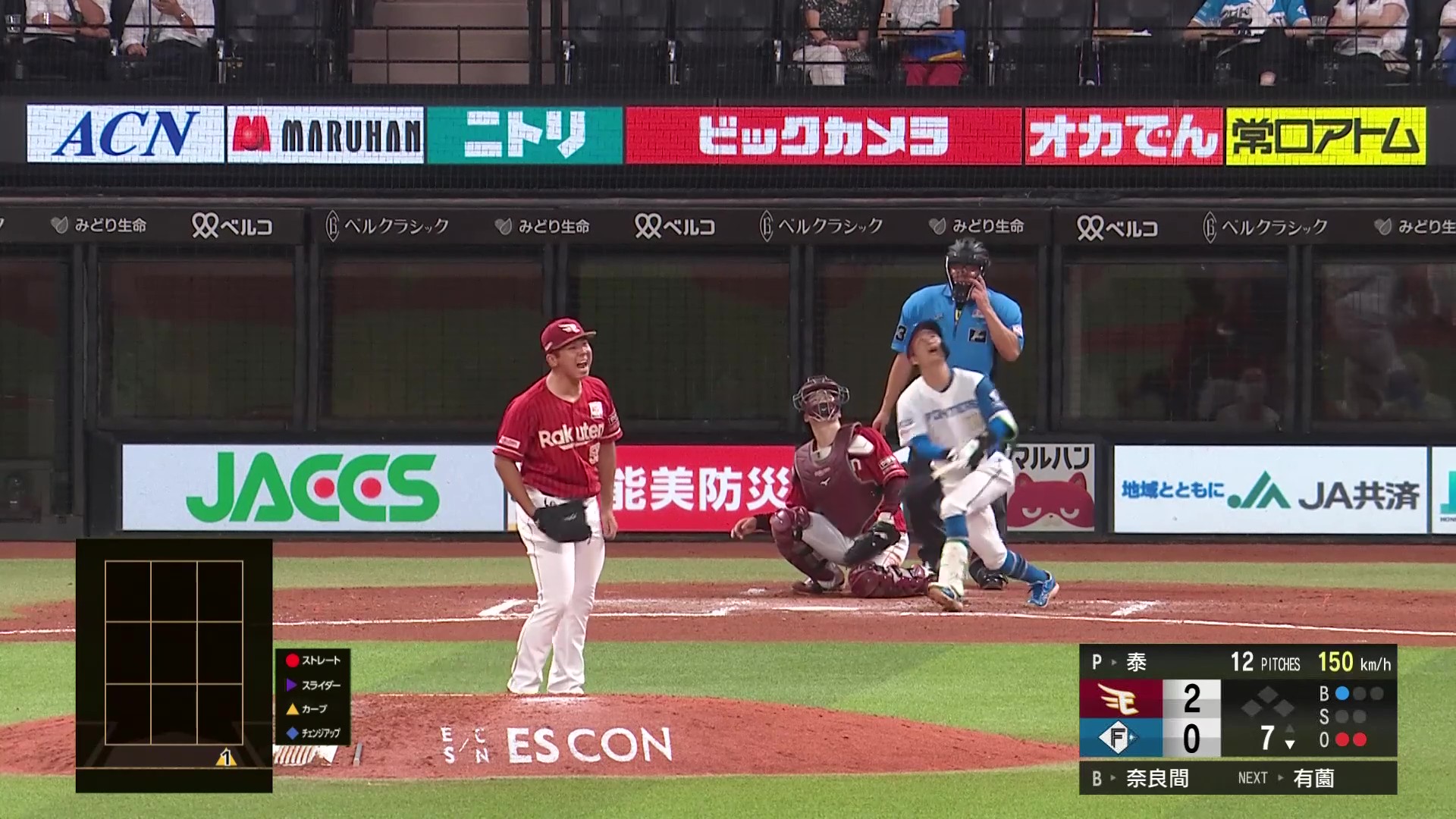 【7回裏】力強い投球!! イーグルス・泰勝利 この回を2奪三振含む3者凡退に抑える好投!! 2026年8月7日 北海道日本ハムファイターズ 対 東北楽天ゴールデンイーグルス