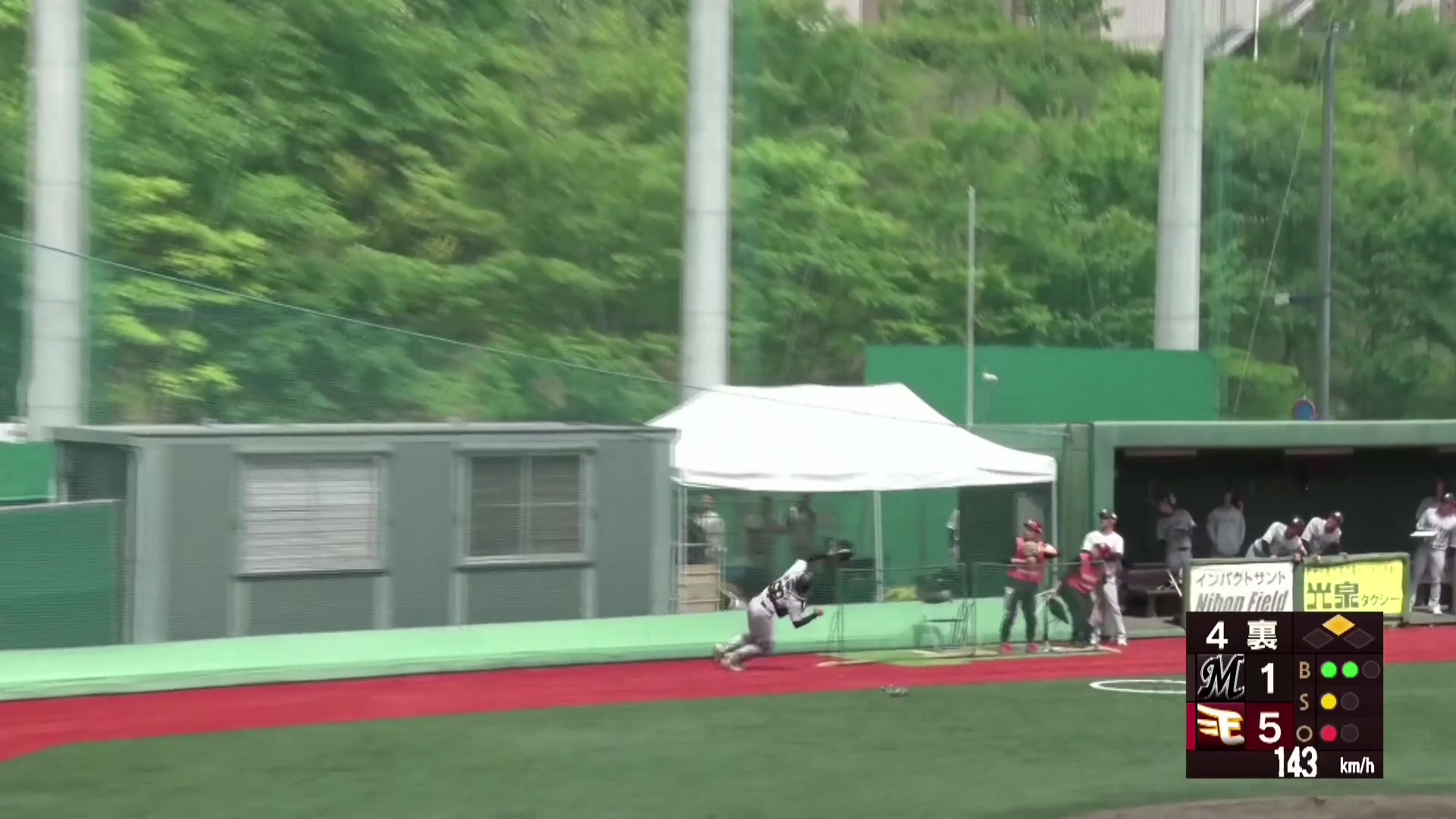 【ファーム】マリーンズ・岡村了樹 ネット際の難しい打球を捕球しアウトを奪う!! 2026年6月4日 東北楽天ゴールデンイーグルス 対 千葉ロッテマリーンズ