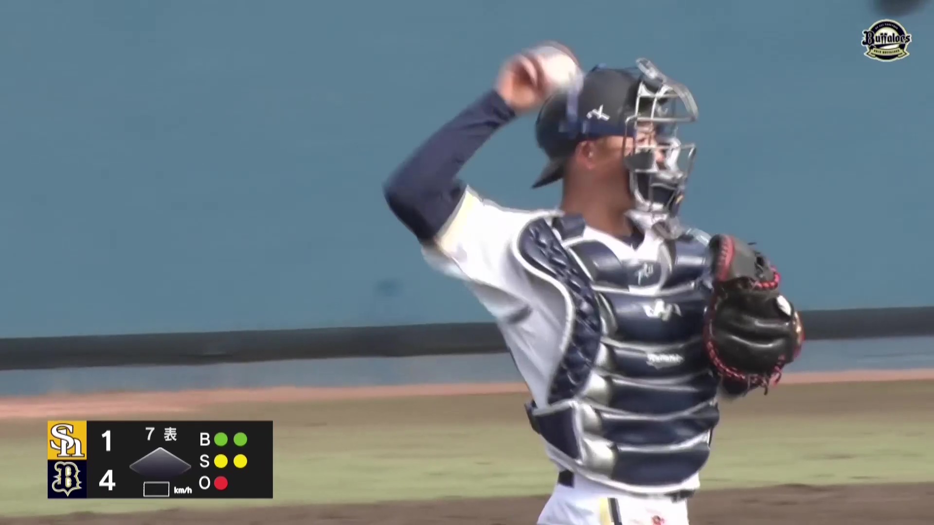 【ファーム】正確な送球!! バファローズ・田島光祐 見事なストライク送球で盗塁を阻止!! 2026年4月12日 オリックス・バファローズ 対 福岡ソフトバンクホークス